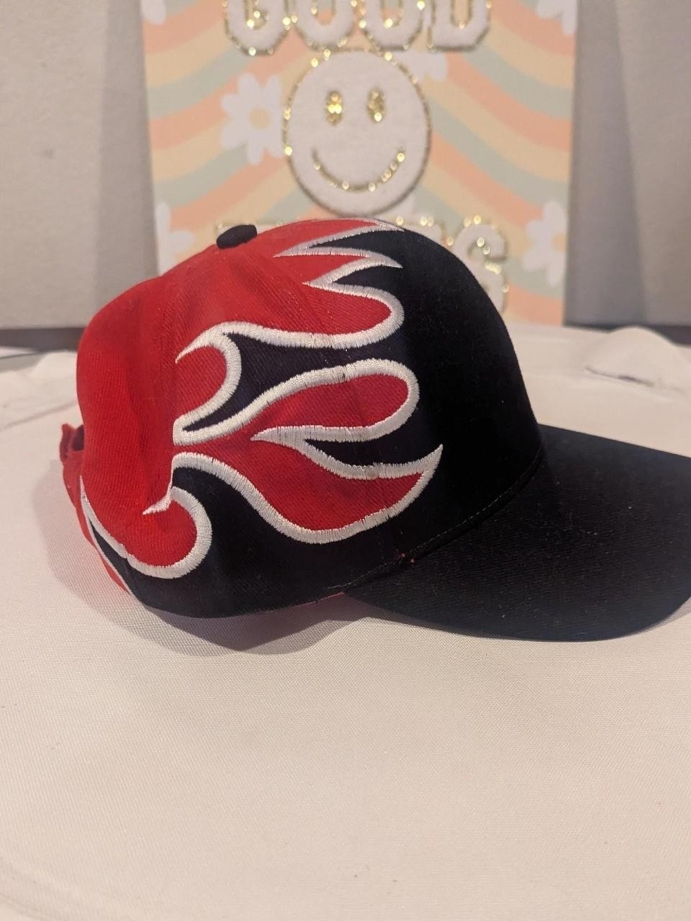 Y2K Black and Red Flame Tribal Baseball Cap
